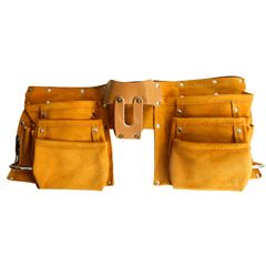 CINTO DE COURO C/11 BOLSOS OURO FINO