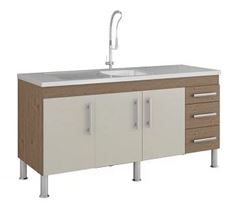 BALCAO COZ MDF 1,60 FLEX AMENDOA WHT MGM