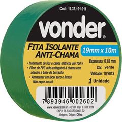 FITA ISOL.VERDE 19MMX10M VONDER PLUS