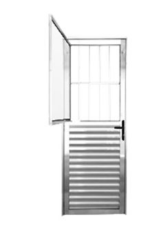 PORTA ALUM 210X80 2 VID+GRADE ESQ