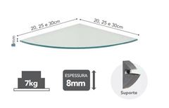 PRATELEIRA PRATIKA VETRO RAIO 25X25