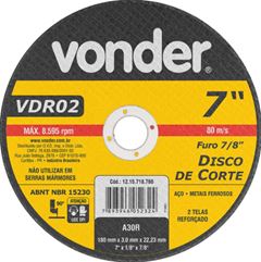 DISCO FERRO VONDER 180X3.0X22,2MM